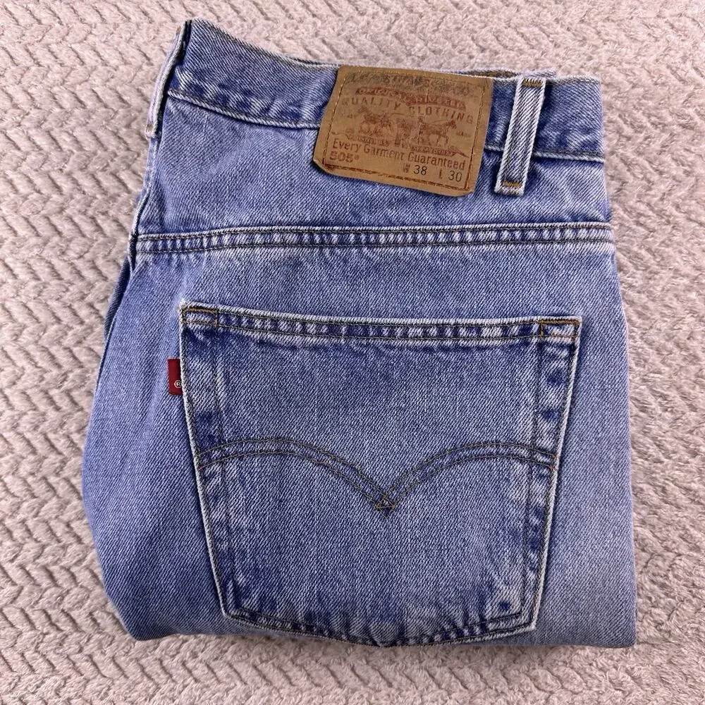 Vintage Levis 505 Regular Fit Straight Leg‎ Denim Jeans Mens Size 38x30 Light
